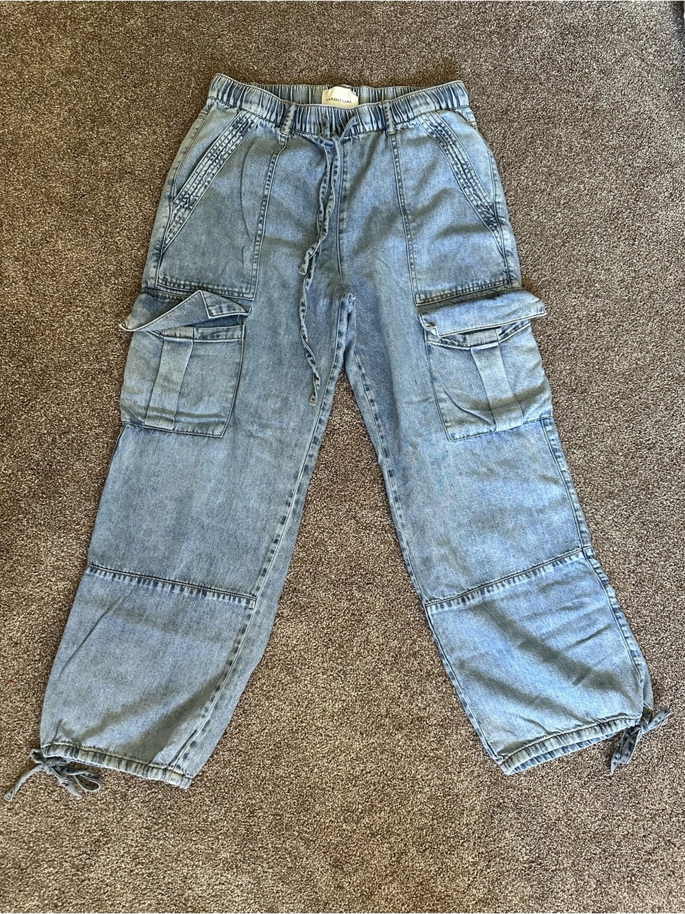 Habitual Light Blue Elastic Waist Denim Pants